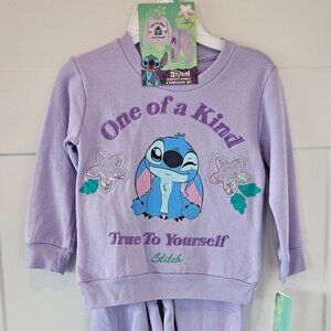Girls Disney Stitch Confetti and Embroidered Two Peice Set XS (4)